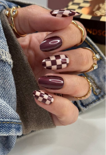 Give Me Twenty nail art - Checker Board